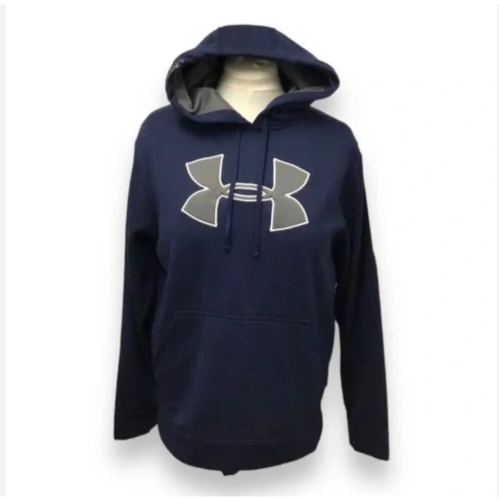 Under Armour Fleece Lined Hoodie Sweatshirt | Navy Blue & Grey | XL
